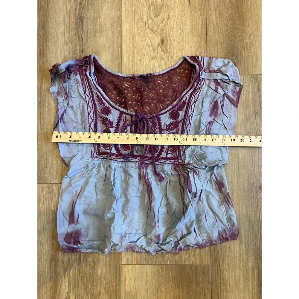 Free People Blouse Twilight Tie Dye Embroidered Bohemian Womens XS